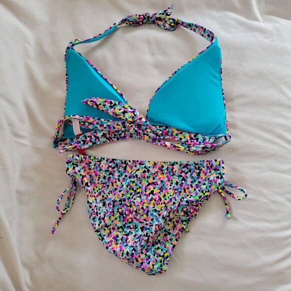 Victoria’s Secret Blue Confetti Pattern Bikini 2pcs Set, Women’s Top S/Bottom M - Picture 2 of 7